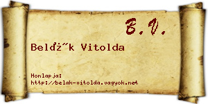Belák Vitolda névjegykártya